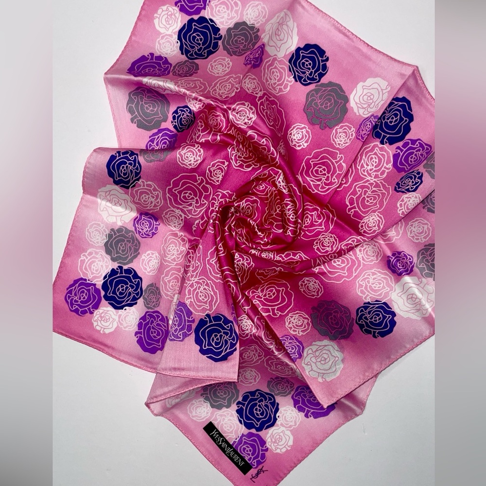 YSL Floral Cotton Mini Scarf - Picture 3 of 5